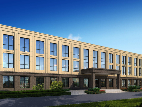  现代办公楼建筑外观psd 