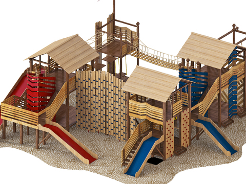  现代儿童滑梯游乐设施3d模型 