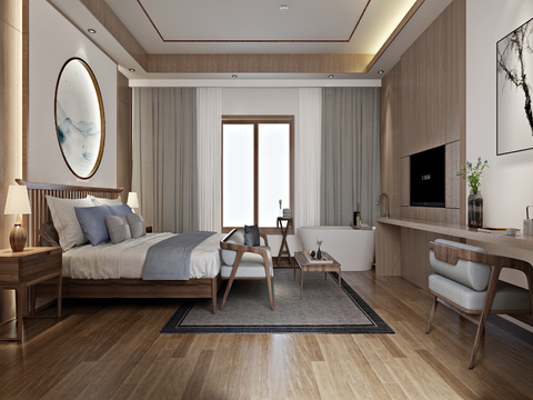  新中式民宿酒店套房3d模型 