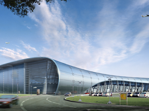  现代办公楼外观psd 