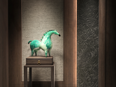  青瓷马雕塑 艺术摆件3d模型 