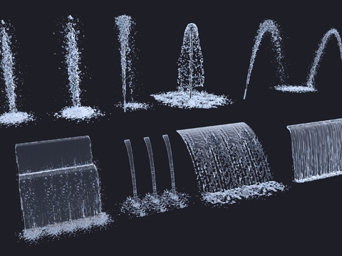  跌水 瀑布 喷泉3d模型 