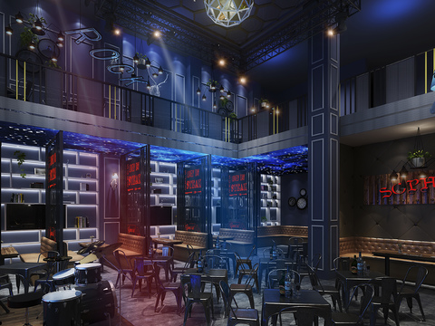  工业风酒吧3d模型 