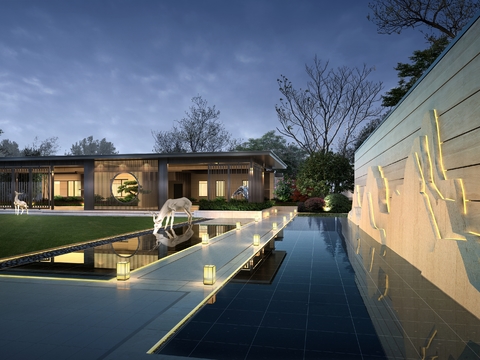  现代公园庭院园林psd 