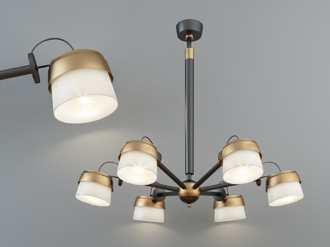 现代金属多头吊灯3d模型