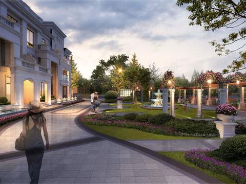  欧式别墅景观psd 