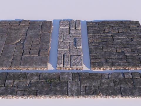  青石板路 汀步3d模型 