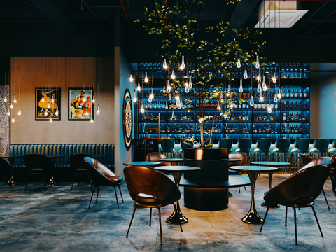  现代轻奢酒吧3d模型 