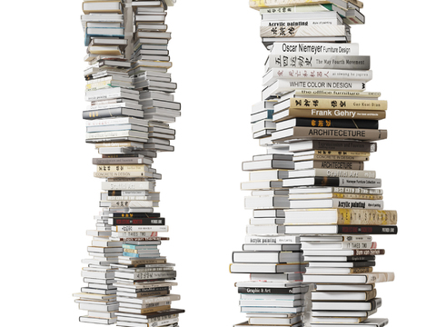  现代书籍旋转落地书架3d模型 