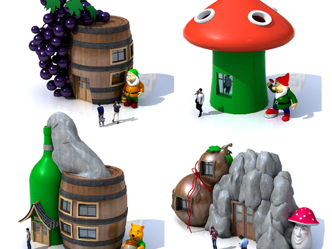  现代游乐场造景3d模型 