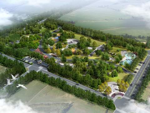  新中式公园景观psd 