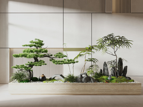  景观小品 松树造景 假山 石桥3d模型 