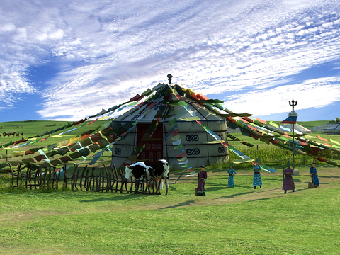  草原 牧场景观3d模型 