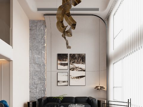  现代别墅客厅 别墅大堂3d模型 