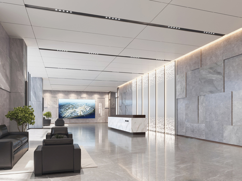  现代企业服务中心3d模型 