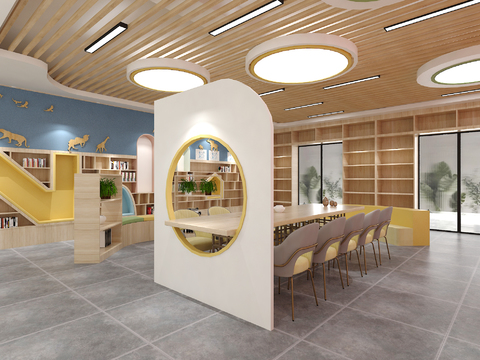  图书馆 阅览室3d模型 