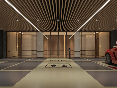  现代地下车库3d模型 