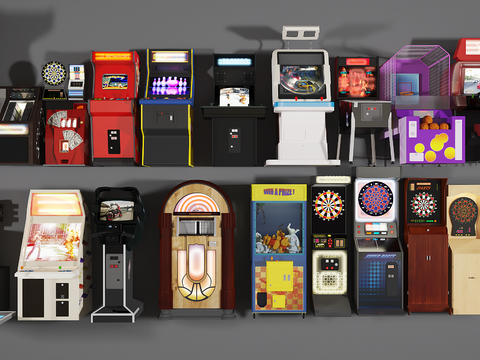  现代游戏机夹娃娃机组合3d模型 