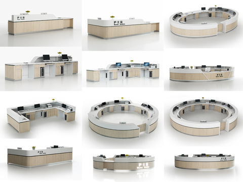  护士站 导医台 问诊服务台3d模型 