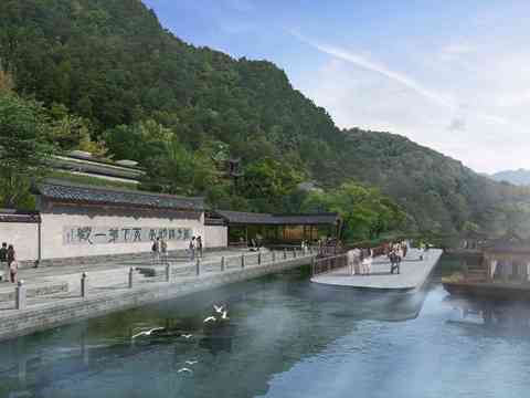  新中式公园景观psd 