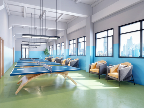  现代乒乓球室3d模型 