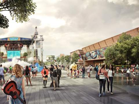  现代商业街 舞台表演psd 