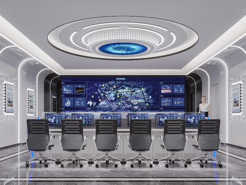  现代科技监控中心3d模型 