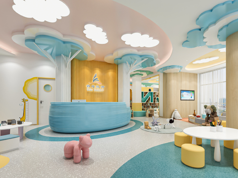  现代幼儿早教中心大厅3d模型 