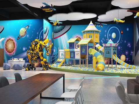  现代游乐园儿童游乐区3d模型 