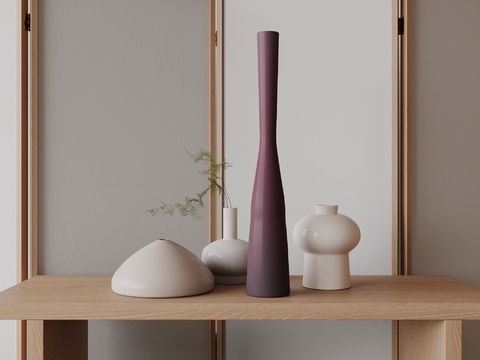  侘寂陶罐 器皿 花瓶3d模型 