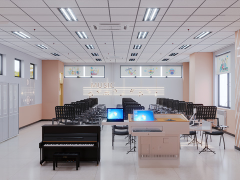  音乐鉴赏室 培训室3d模型 