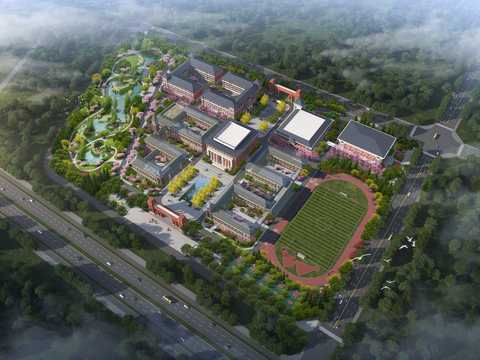  学校鸟瞰psd 