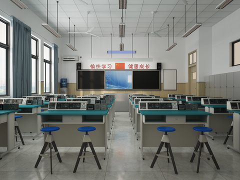  学校教室 物理实验室3d模型 