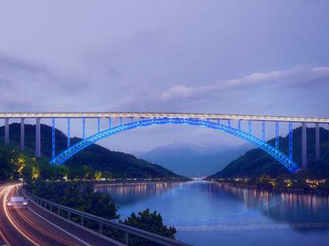  现代高速公路天桥景观psd 