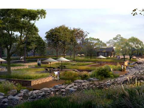  现代湿地公园景观psd 