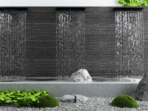  现代庭院水景小品3d模型 