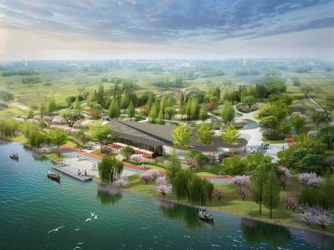  河滨公园鸟瞰psd 