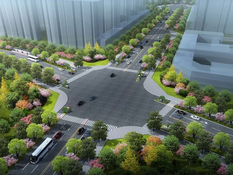  道路桥梁鸟瞰psd 