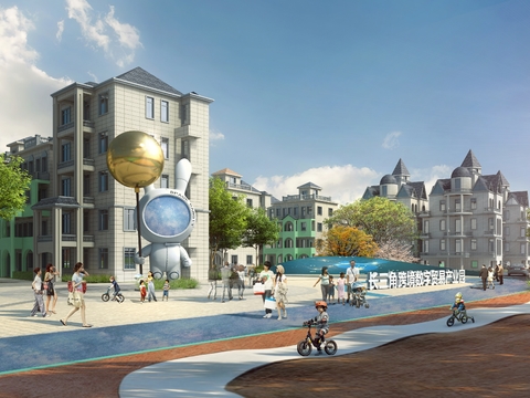  产业园标识牌 雕塑psd 