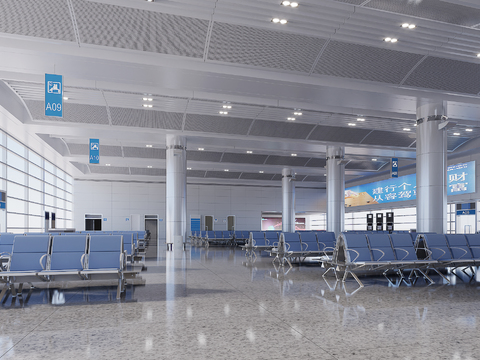  车站 候车厅3d模型 