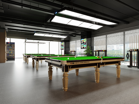  台球室 桌球馆3d模型 