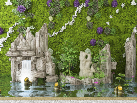  现代假山景观园艺小品3d模型 