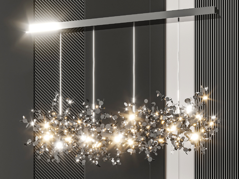  现代轻奢金属装饰艺术吊灯3d模型下载 酒店大堂装饰灯 精致温馨优雅灯具 