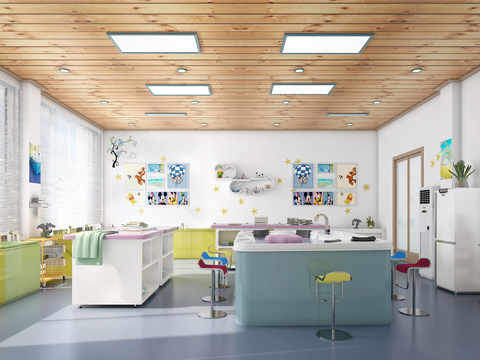  现代儿童幼儿洗澡游泳馆3d模型 