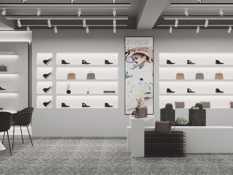  现代简约鞋店专卖店3d模型 