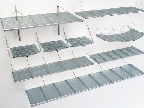  现代玻璃雨棚3d模型 