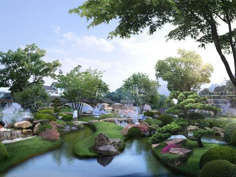  现代湿地园林景观psd 