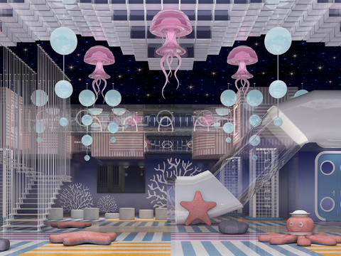  现代儿童游乐园3d模型 