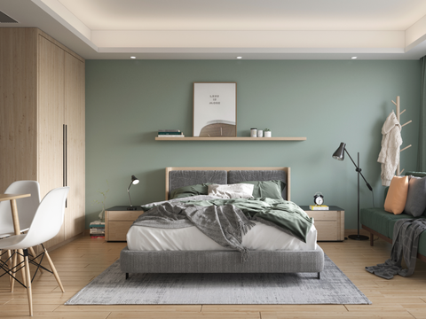  北欧公寓卧室3d模型 