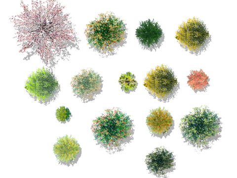  现代绿植树木平面素材psd 